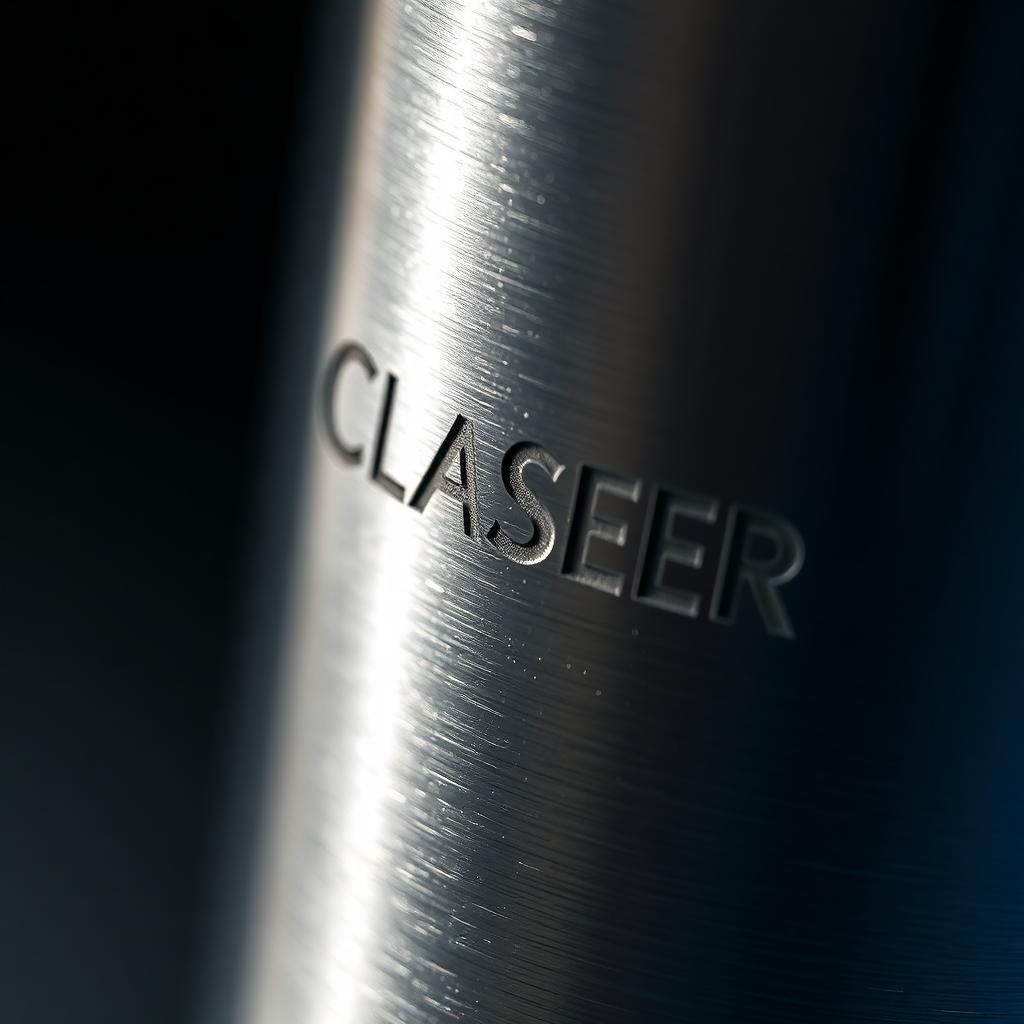Close da gravação a laser no inox