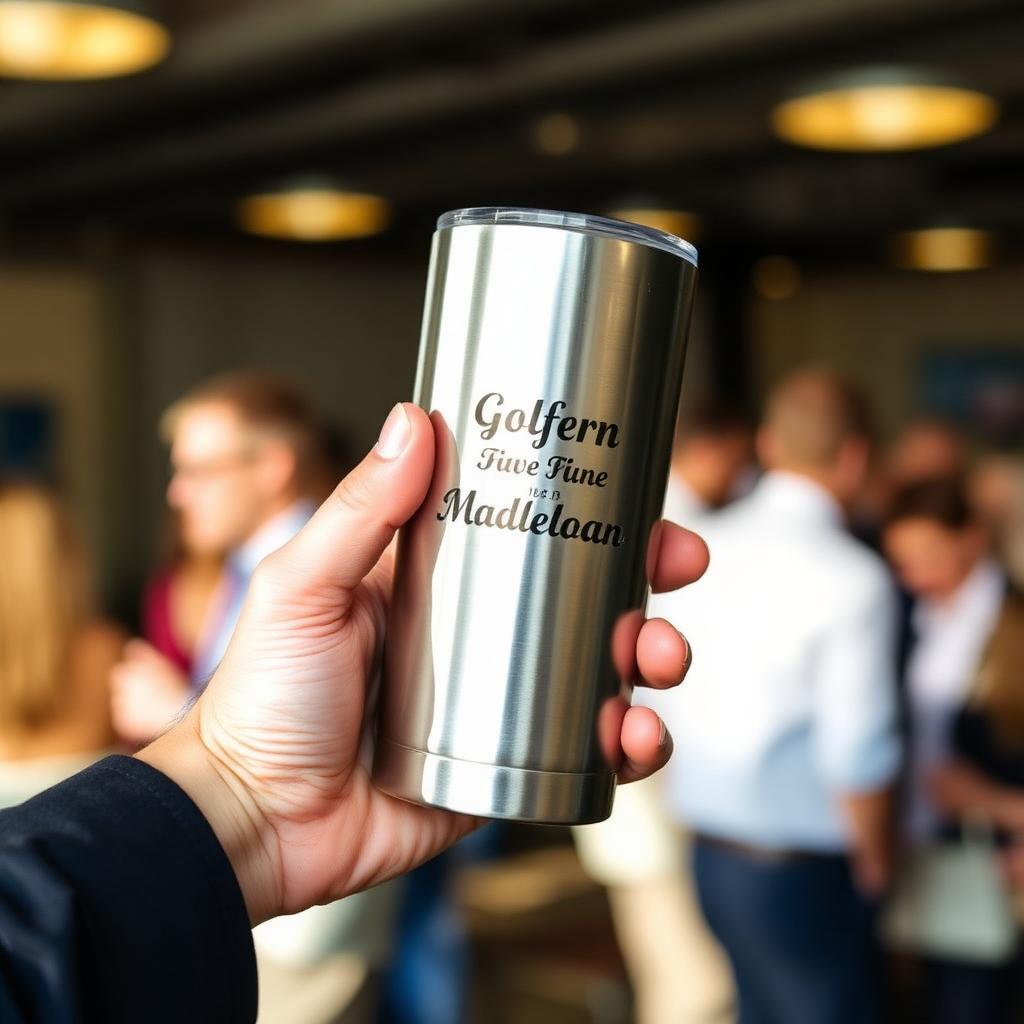 Copo personalizado em evento corporativo